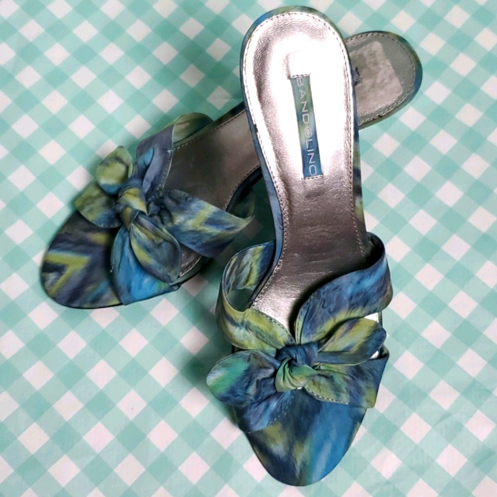 SHOES BANDOLINO 8 1/2 KITTEN HEAL SANDLES BOW